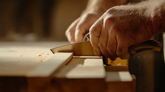 A mason cutting a brick to fit a wall design. Featuring skill and attention to detail