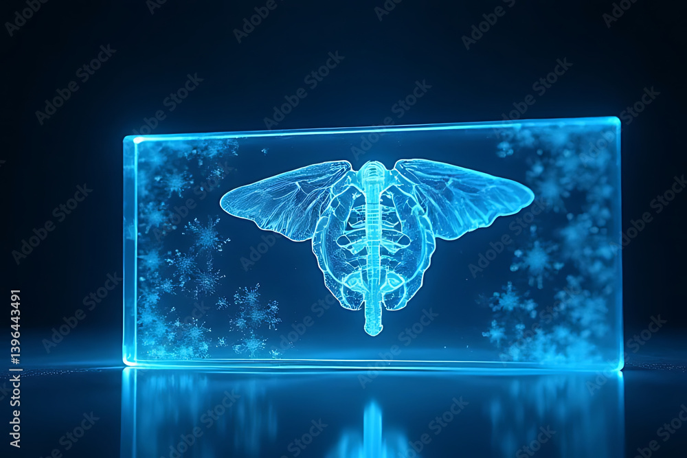 Poster Illuminating butterfly skeleton digital art display abstract environment studio viewpoint