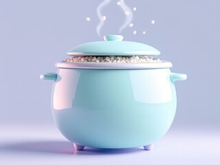 Cute Pastel Mini Rice Cooker or Food Steamer 3D Render