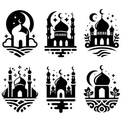 Set of artistic mosque design inspired by Islamic heritage and beauty