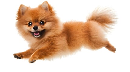 Obraz premium Adorable Pomeranian Puppy Jumping with Happy Expression