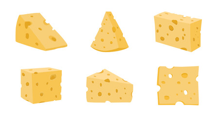 Collection of cheese slices with different shape
