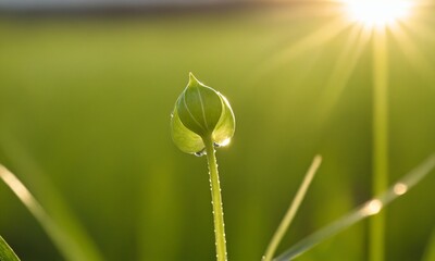 비옥한땅에서 피어오르는 새싹 이슬이 맺혀있다.