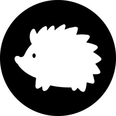 Stylized Hedgehog Silhouette: A Minimalist Icon on a Circular Black Backdrop