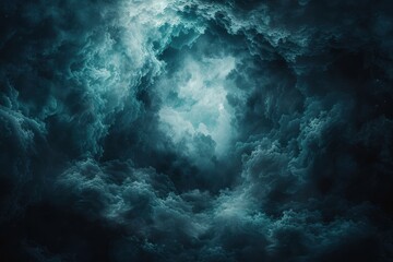 Fototapeta premium Mysterious swirling clouds in shades of blue and black.