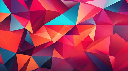 Fototapeta premium Abstract Geometric Vector Background – Colorful Polygon Pattern with Red, Orange & Blue Triangles Design