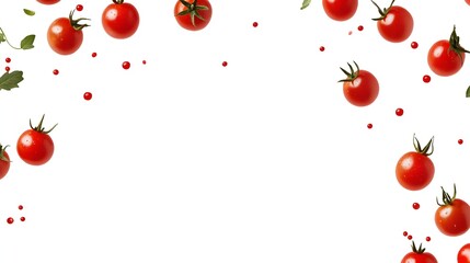 Obraz premium Falling Tomatoes on White Background with Transparent Elements