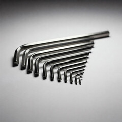 Set of metal tools on a gray background. Close-up.