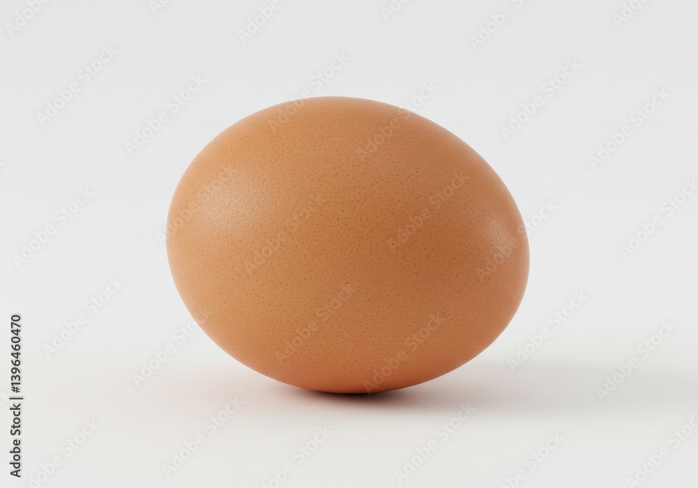 Poster a single brown egg centered on a plain white background in a studio lighting environment setup