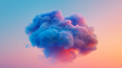 Cloudscape Dreams: A vibrant and surreal cloud formation floats ethereally against a gradient sky. The cloud is detailed with textures and colors. This photo celebrates the art of nature.