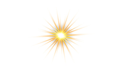 Fototapeta premium artificial yellow soft light burst effect. Shining sun glare rays, glow light effect, Random Star burst isolated on transparent background sun rays