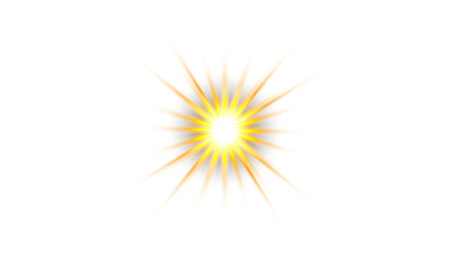 artificial yellow soft light burst effect. Shining sun glare rays, glow light effect, Random Star burst isolated on transparent background sun rays