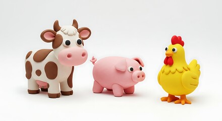 Obraz premium Playful Clay Style Farm Animals
