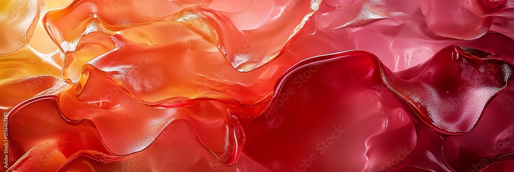Poster abstract flowing shape with vibrant red and orange color gradients