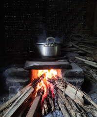 A traditional village stove used for cooking with firewood. A timeless method that brings warmth, smoke, and authentic flavor to every dish