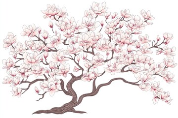 Pink Magnolia Tree Blossoms Spring Garden Art
