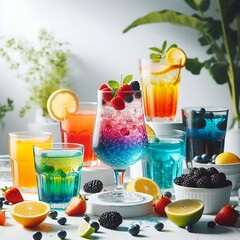 Fototapeta premium glass of colourful drinks,cool,ice