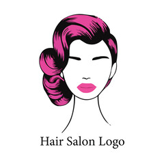 Hair Salon Logo with Pink Hairstyle