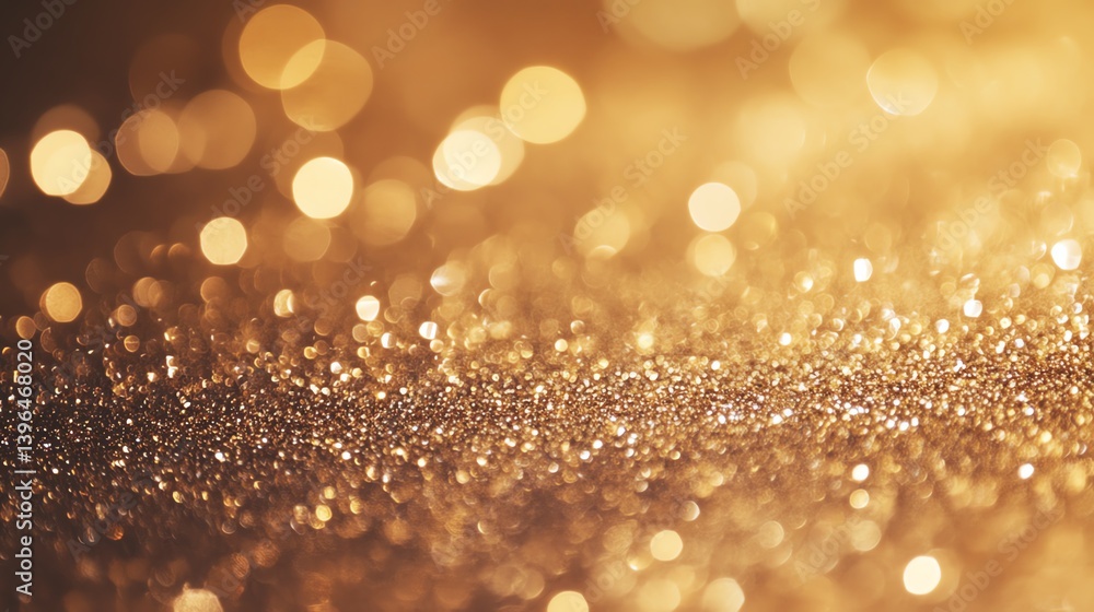 Poster glittering golden background creating a warm, festive atmosphere filled with sparkling light and tex