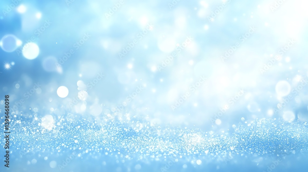 Poster Soft blue background with shimmering bokeh lights creating a calm and serene atmosphere for various designs.