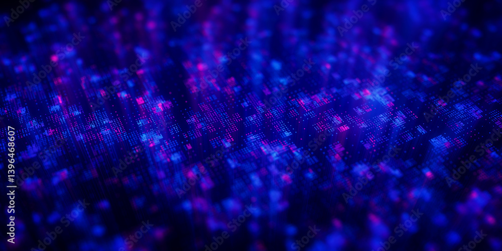 Poster Big Data clusters complex graph. Quantum computing patterns. Cyber space of AI technology neural connections. Futuristic graph. Digital information presentation. 