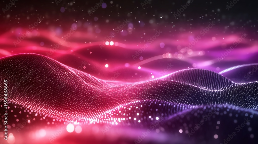 Poster vibrant abstract waves of color and light create a digital landscape, perfect for backgrounds and vi