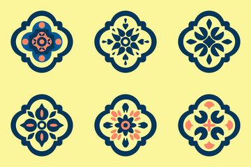 Vector illustration. Calm and elegant artwork with blooming flowers in bright, elegant, classic, and delicate shades. Traditional design patterns for tiles, fabric, backgrounds, carpets, wallpapers.
