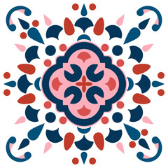 Vector illustration. Calm and elegant artwork with blooming flowers in bright, elegant, classic, and delicate shades. Traditional design patterns for tiles, fabric, backgrounds, carpets, wallpapers.