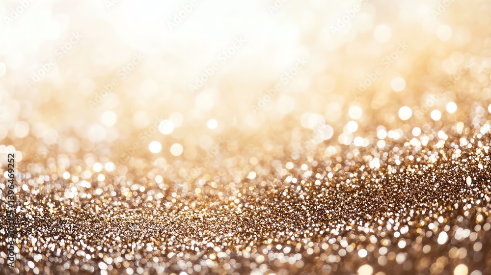Poster a beautiful bokeh effect with shimmering golden particles creating an enchanting atmosphere of elega
