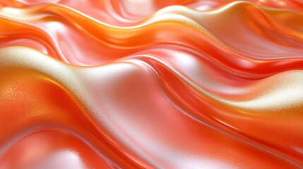 Obraz premium Abstract Flowing Orange Fabric Texture with Golden Highlights and Smooth Waves
