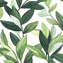 A illustration of green leaves on a white background,