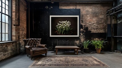 Elegant Framed Photograph of White Blooming Snowdrops in Gallery