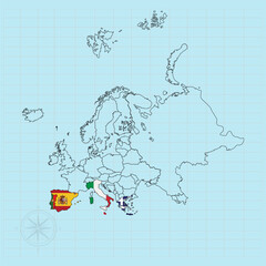 South Europe continent Vector illustration of flag map