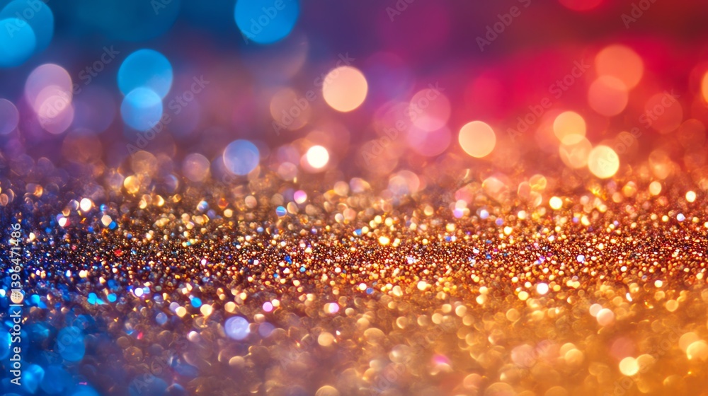 Poster a vibrant array of shimmering bokeh lights in a gradient of colors, perfect for creative projects an