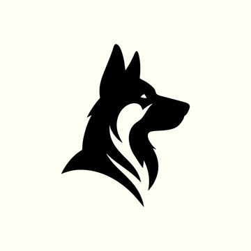 vector silhouette side view of wolf dog german shepherd