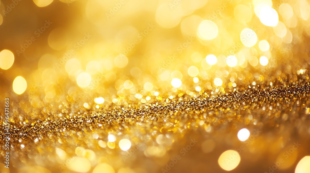 Poster a vibrant close-up of shimmering golden particles creating a dazzling backdrop filled with sparkling