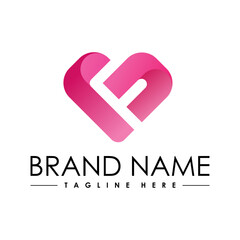 Letter F heart logo icon design template elements, love F logo