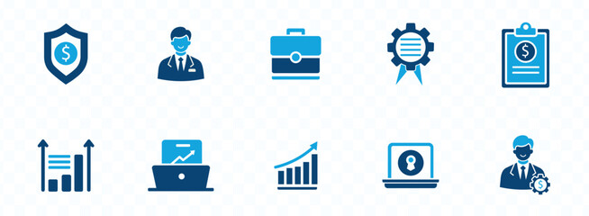 Manager icon set. leadership, supervision, hiring, coaching, management, development, organization, teamwork and delegation solid vector