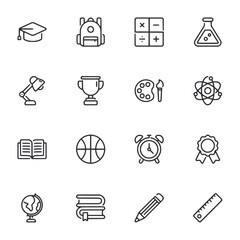 Fototapeta premium A set of icons for school supplies and academic achievements