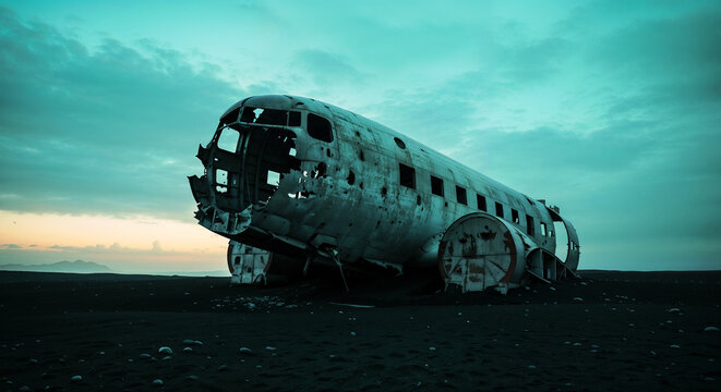 Sólheimasandur Plane Wreck Iceland Black Sand Dramatic Sky