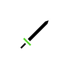 Minimalist Green Hilted Sword on Plain Background