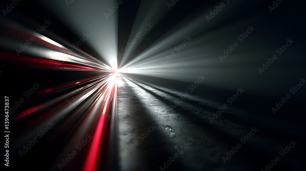 Poster Abstract Light Rays with Dynamic Shadows Creating a Captivating Visual Scene of Dramatic Illumination and Depth in a Dark Environment