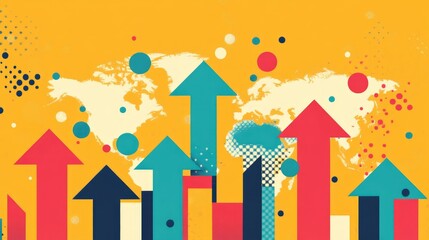 Fototapeta premium Modern graphic of international business strategy arrows moving from one country to others