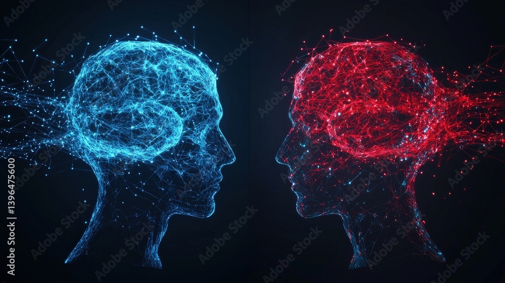 Poster a side-by-side comparison of impulsive vs. rational decision-making through abstract visuals, critic