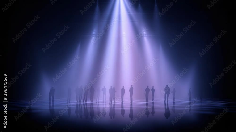 Poster dancing crowd illuminated by colorful lights in a disc setting generative ai