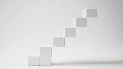 Upward staircase made of blocks labeled with business development values