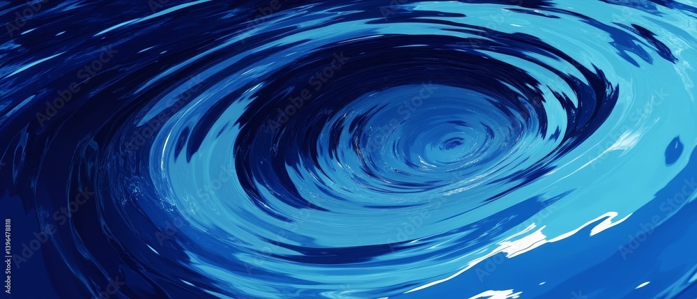 Poster swirling blue water forms a vortex or whirlpool effect in a circular pattern.