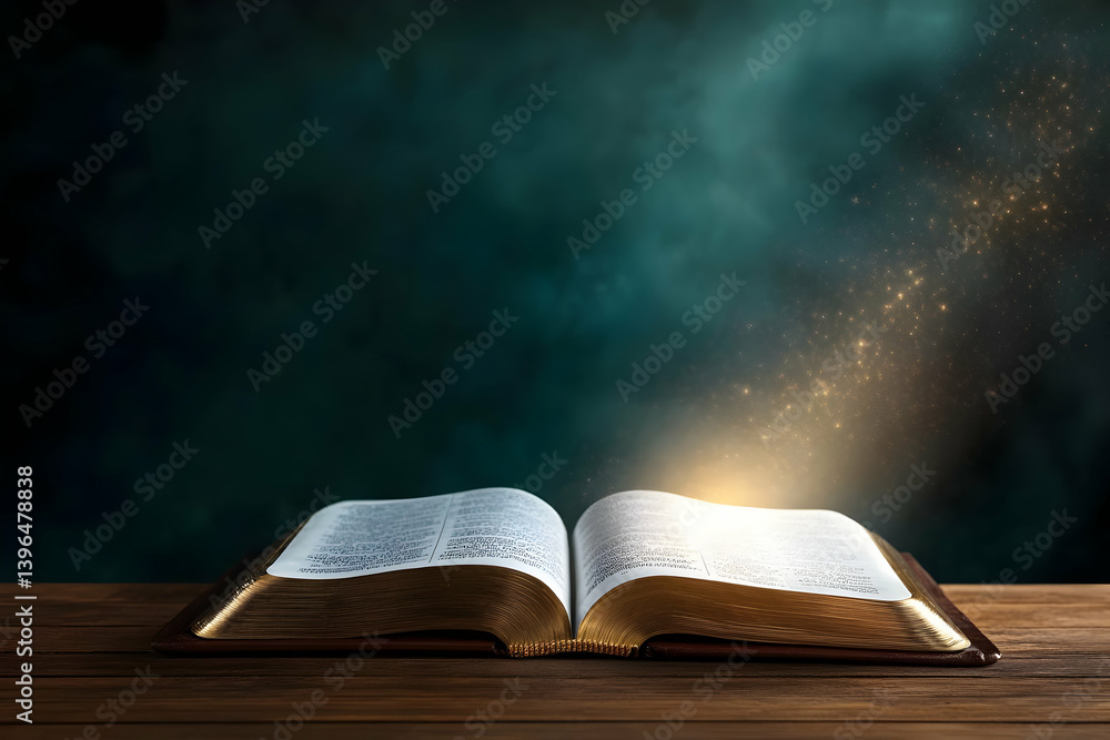 Poster an open book with glowing pages emits a subtle light, symbolizing knowledge and enlightenment in a m