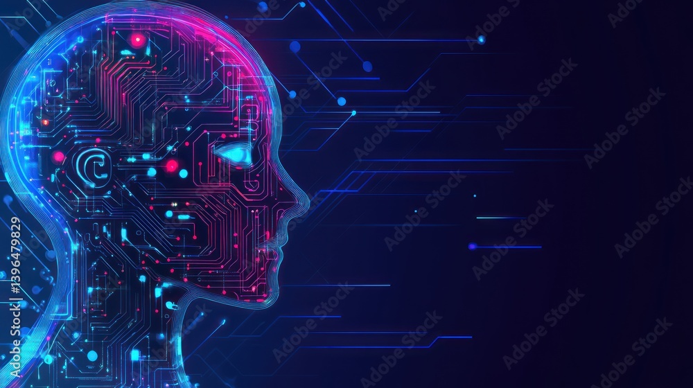 Aufkleber conceptual depiction of advanced artificial intelligence circuit design innovation