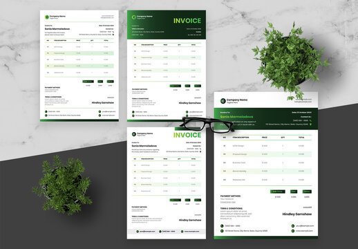 Gradient Green And Black Invoice